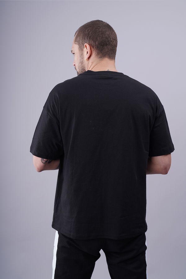 Tek Cepli Oversize T-shirt SIYAH