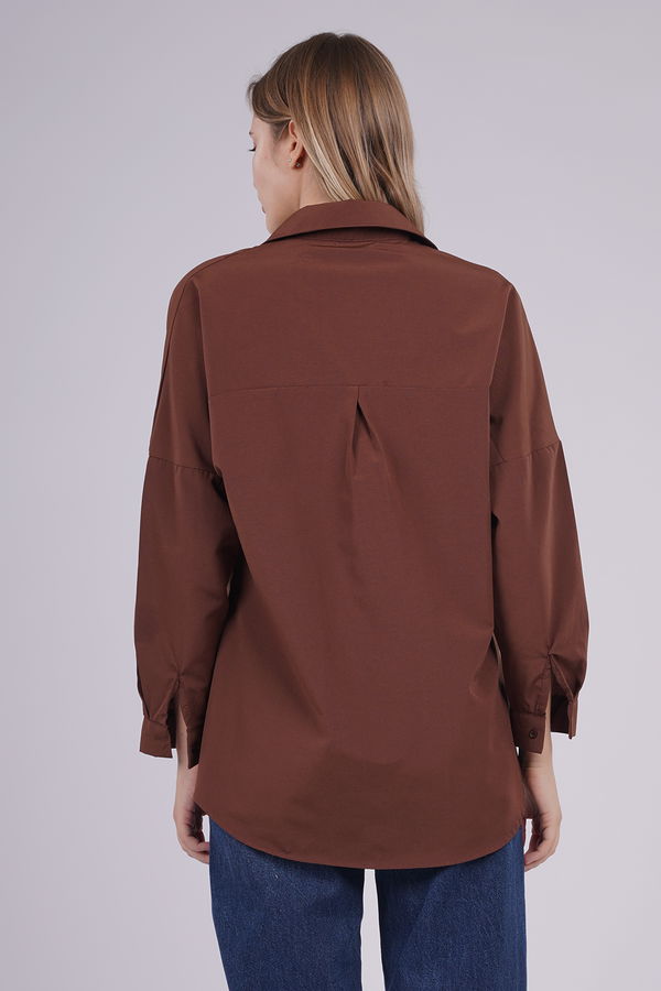 Oversize Uzun Gömlek KAHVE Oversize Uzun Gömlek KAHVE