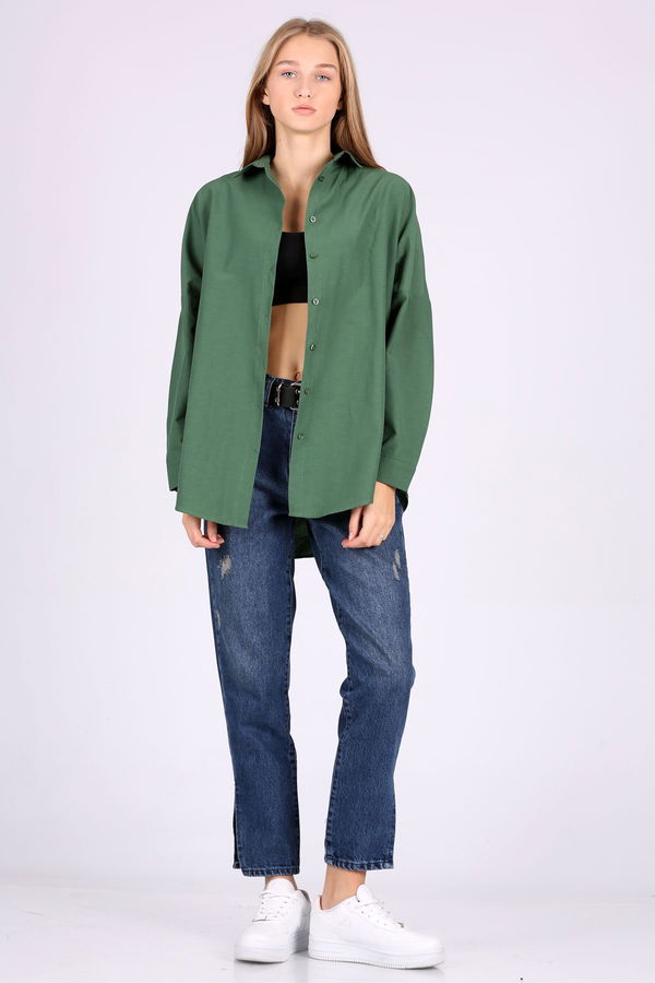 Oversize Uzun Gömlek YEŞİL Oversize Uzun Gömlek YEŞİL