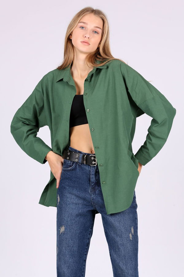 Oversize Uzun Gömlek YEŞİL Oversize Uzun Gömlek YEŞİL