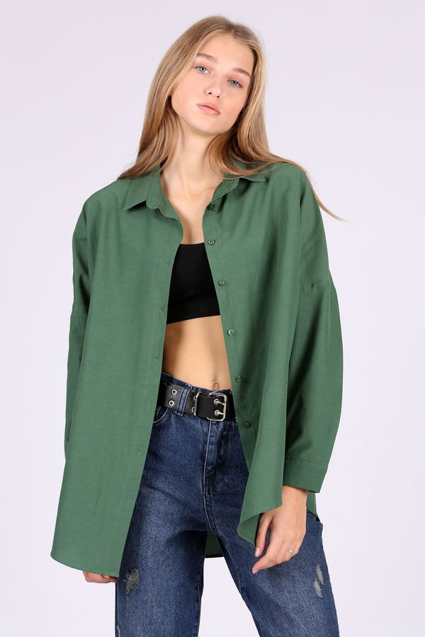 Oversize Uzun Gömlek YEŞİL Oversize Uzun Gömlek YEŞİL