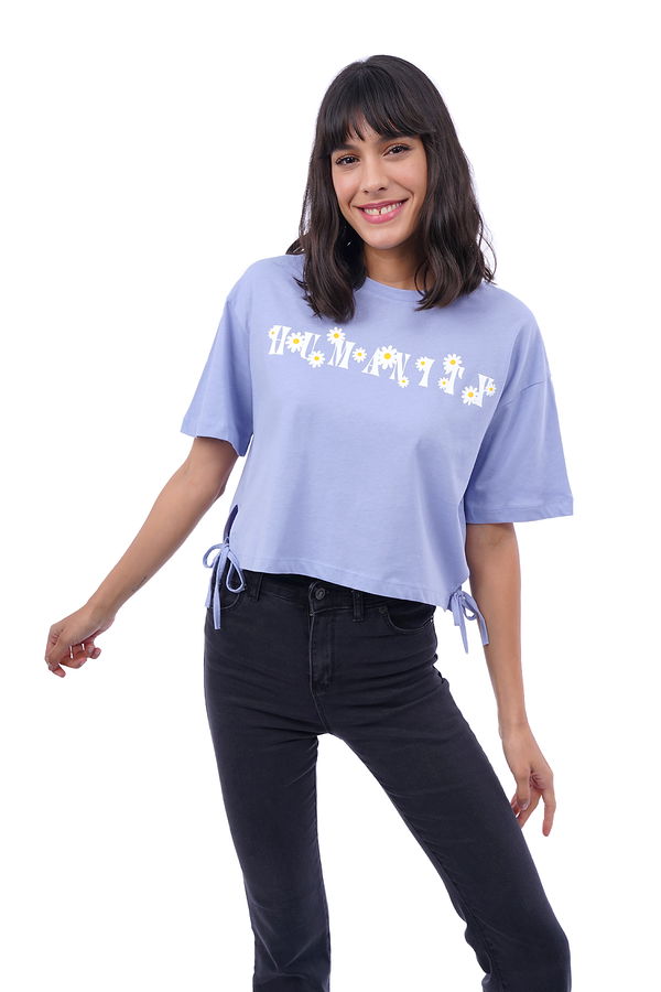 Papatya Baskılı Yan Bağcıklı Mini T-shirt LILA Papatya Baskılı Yan Bağcıklı Mini T-shirt LILA