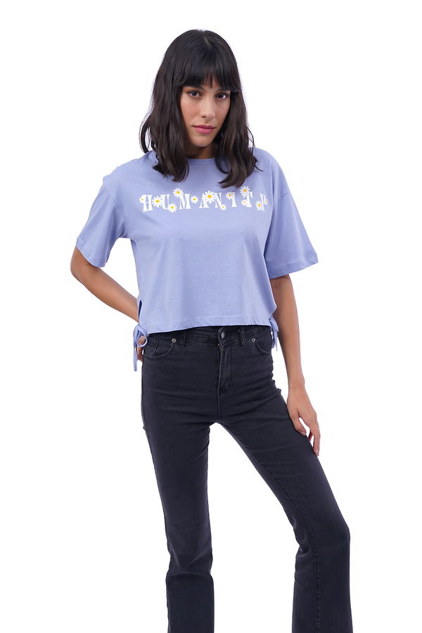 Papatya Baskılı Yan Bağcıklı Mini T-shirt LILA Papatya Baskılı Yan Bağcıklı Mini T-shirt LILA