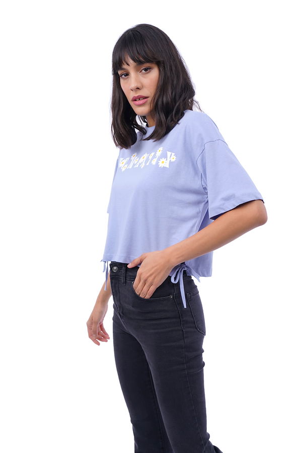 Papatya Baskılı Yan Bağcıklı Mini T-shirt LILA Papatya Baskılı Yan Bağcıklı Mini T-shirt LILA