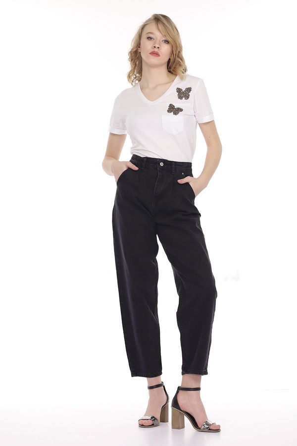 Pileli Mom Jeans Pantolon FUME Pileli Mom Jeans Pantolon FUME