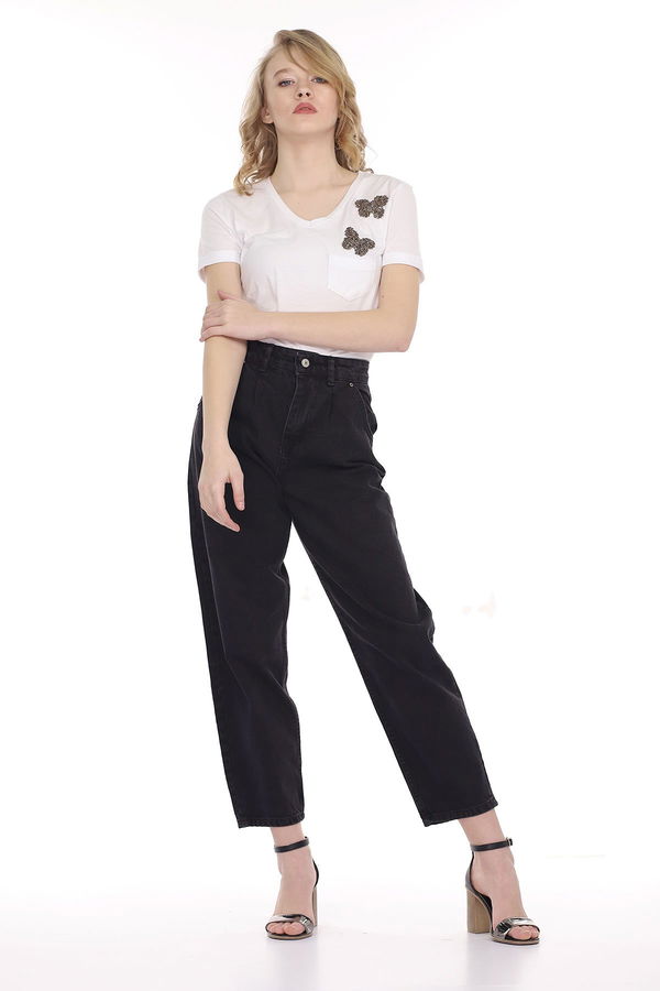 Pileli Mom Jeans Pantolon FUME Pileli Mom Jeans Pantolon FUME