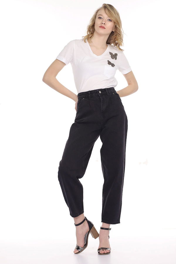 Pileli Mom Jeans  Pantolon FUME