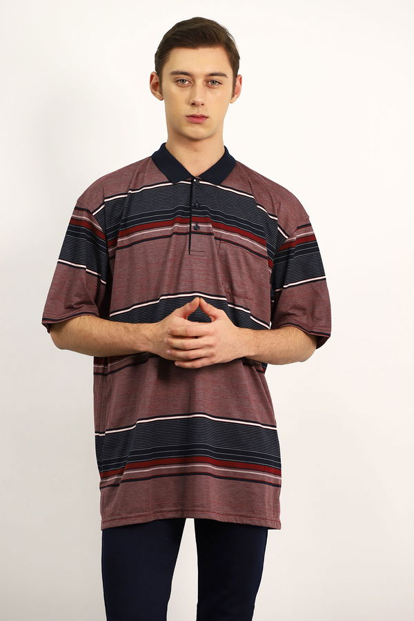 Polo Yaka Çizgili T-shirt BORDO Polo Yaka Çizgili T-shirt BORDO