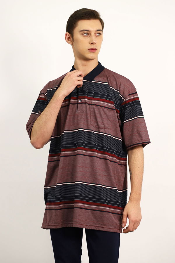 Polo Yaka Çizgili T-shirt BORDO Polo Yaka Çizgili T-shirt BORDO