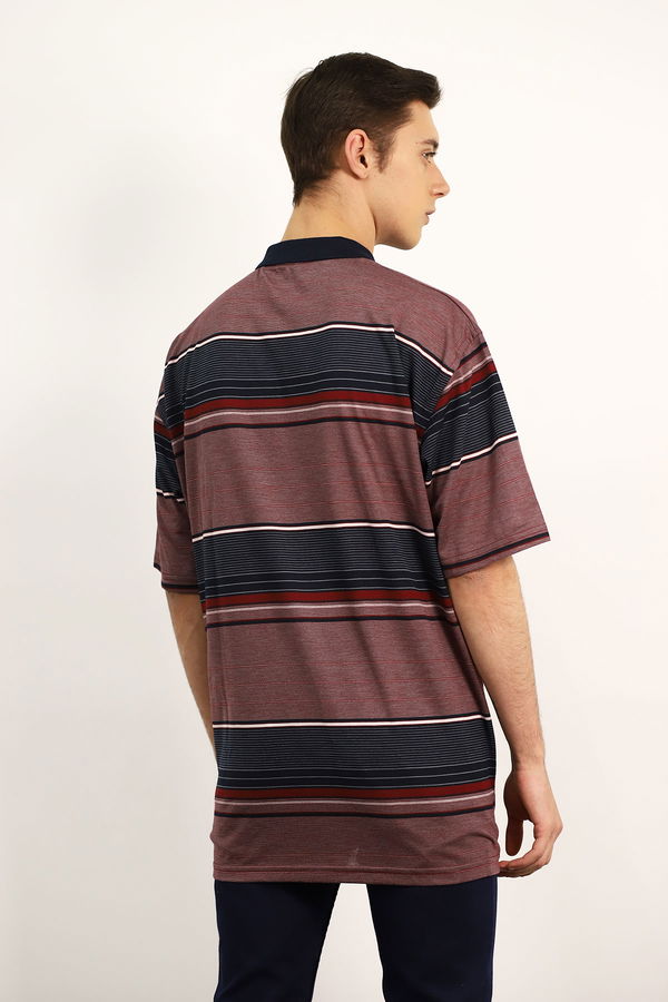 Polo Yaka Çizgili T-shirt BORDO Polo Yaka Çizgili T-shirt BORDO