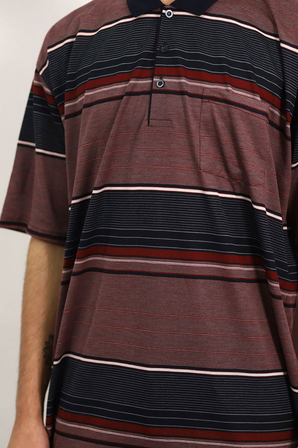 Polo Yaka Çizgili T-shirt BORDO Polo Yaka Çizgili T-shirt BORDO