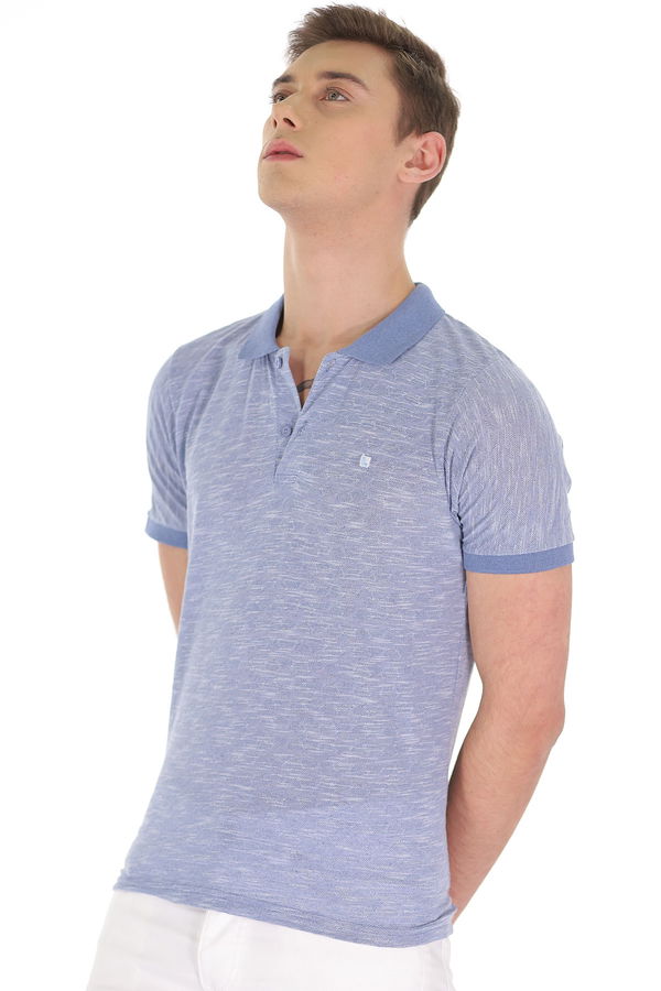 Polo Yaka Jakarlı T-shirt CELIK MAVI Polo Yaka Jakarlı T-shirt CELIK MAVI