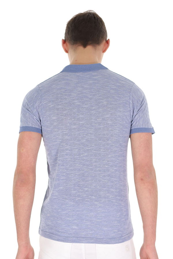 Polo Yaka Jakarlı T-shirt CELIK MAVI Polo Yaka Jakarlı T-shirt CELIK MAVI