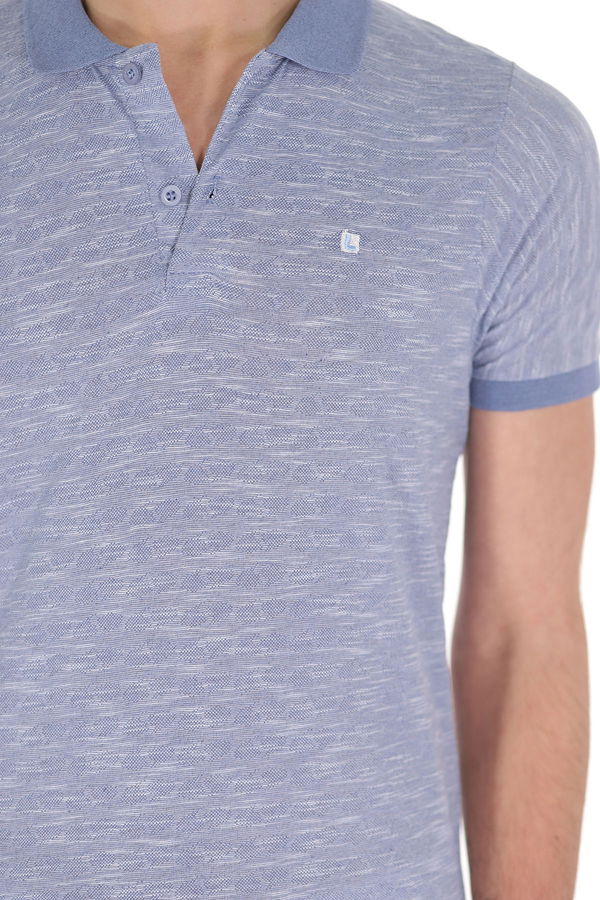 Polo Yaka Jakarlı T-shirt CELIK MAVI Polo Yaka Jakarlı T-shirt CELIK MAVI