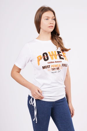 Gabria Yan Büzgülü Baskılı T-shirt Gabria Yan Büzgülü Baskılı T-shirt