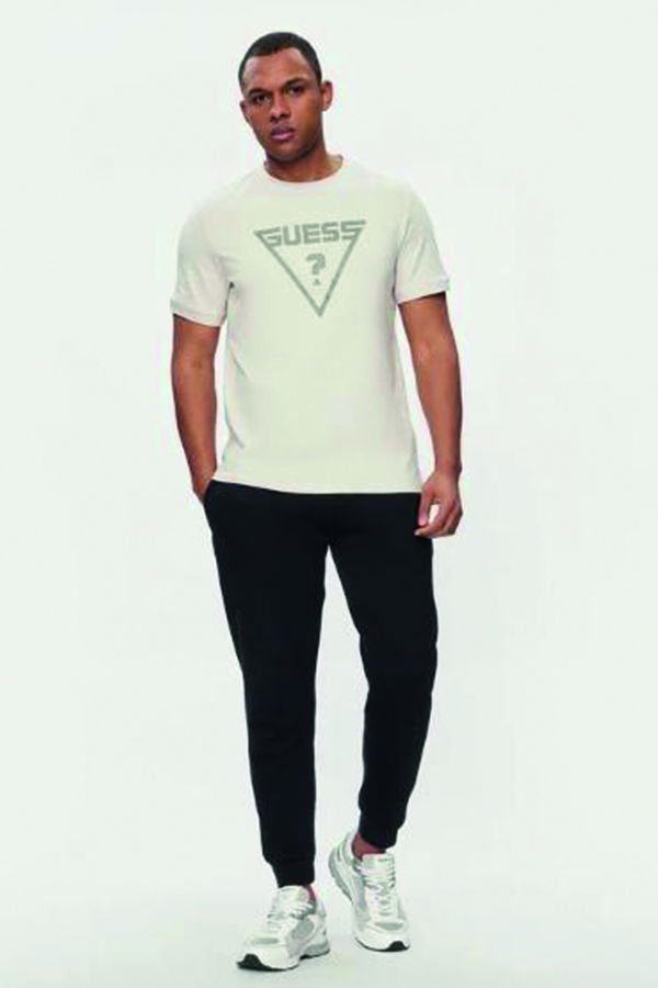 Guess Baskılı Erkek T-shirt KUM BEJİ