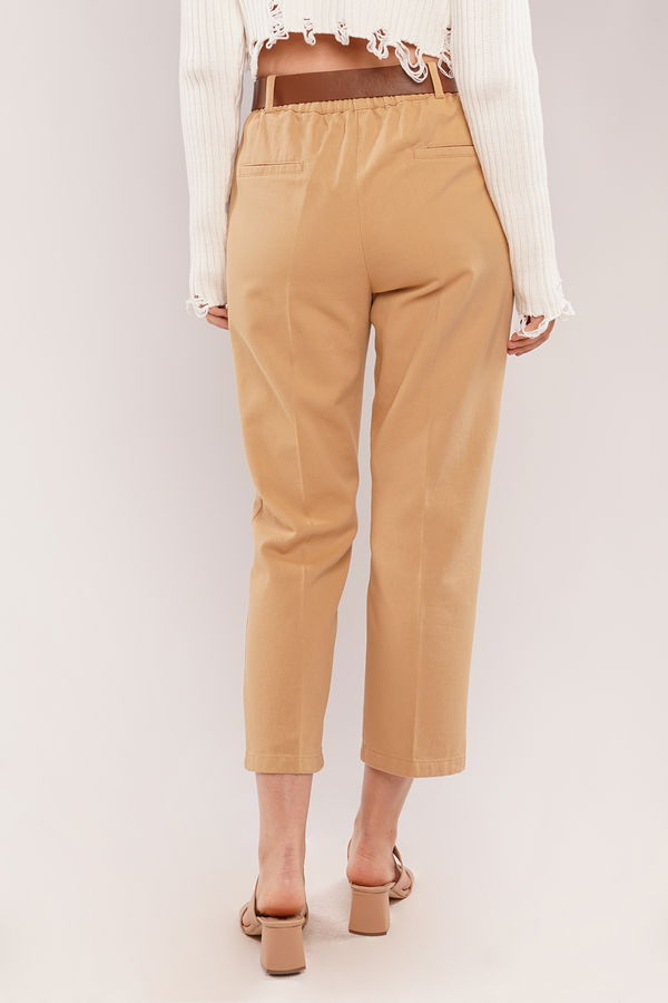 Quzu Beli Kemerli Pantolon CAMEL