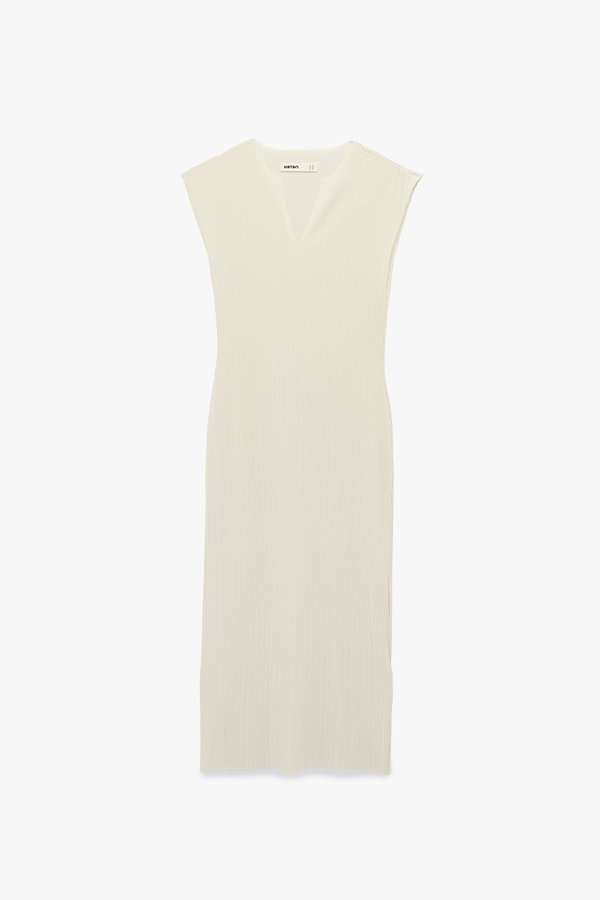 Koton Regular Fit Yuvarlak Kesik Yaka Midi Kolsuz Elbise BEJ