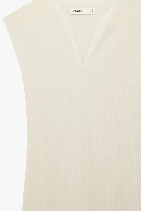 Koton Regular Fit Yuvarlak Kesik Yaka Midi Kolsuz Elbise BEJ