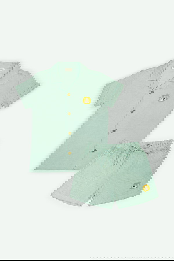 Safari Konsept Organik Pamuk Müslin Gömlek ve Şort Takım MINT