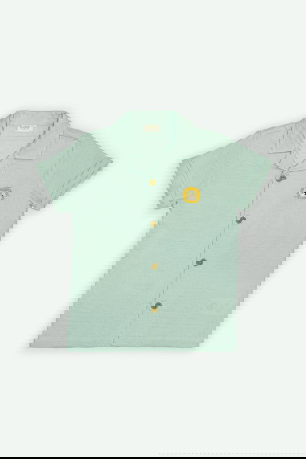 Safari Konsept Organik Pamuk Müslin Gömlek ve Şort Takım MINT