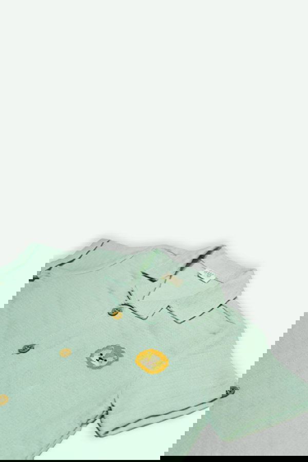 Safari Konsept Organik Pamuk Müslin Gömlek ve Şort Takım MINT