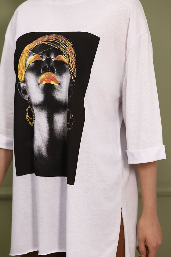 Kız Baskılı T-shirt Beyaz Kız Baskılı T-shirt Beyaz