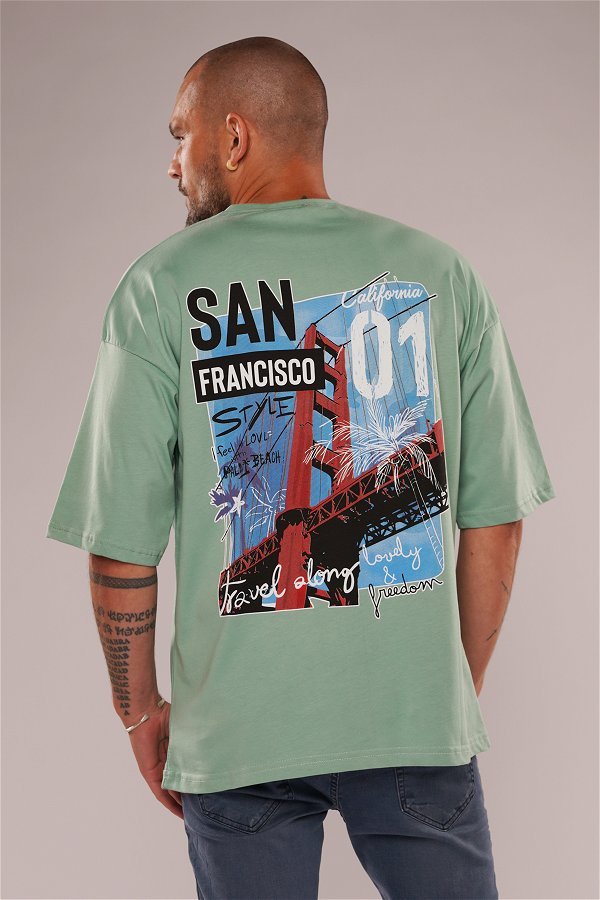 Gabria San Francisso Baskılı T-shirt GRI