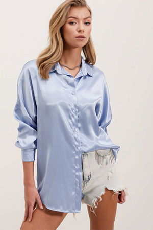 Gabria Saten Oversize Gömlek B.MAVI Gabria Saten Oversize Gömlek B.MAVI