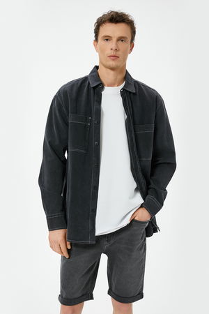 Koton Slim Fit Kot Şort GRİ Koton Slim Fit Kot Şort GRİ