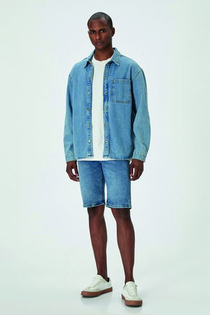 Koton Denim Şort İNDİGO Koton Denim Şort İNDİGO