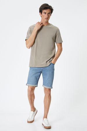 Koton Slim Fit Kot Şort İNDİGO Koton Slim Fit Kot Şort İNDİGO