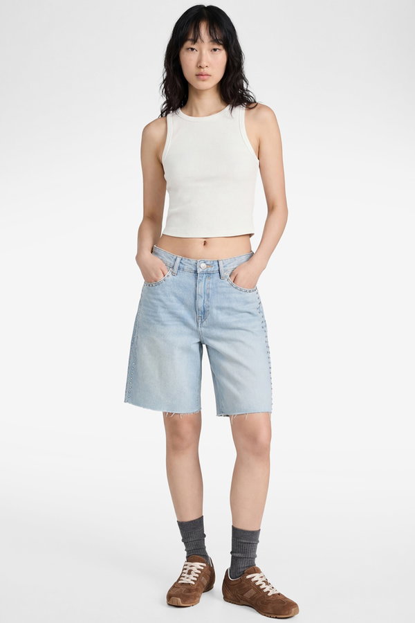 Koton Slim Fit Bisiklet Yaka Fitilli Kolsuz Atlet Beyaz