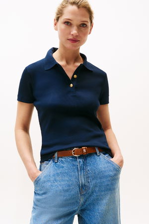 Tommy Hilfiger Polo Yaka Kadın T-shirt LACIVERT