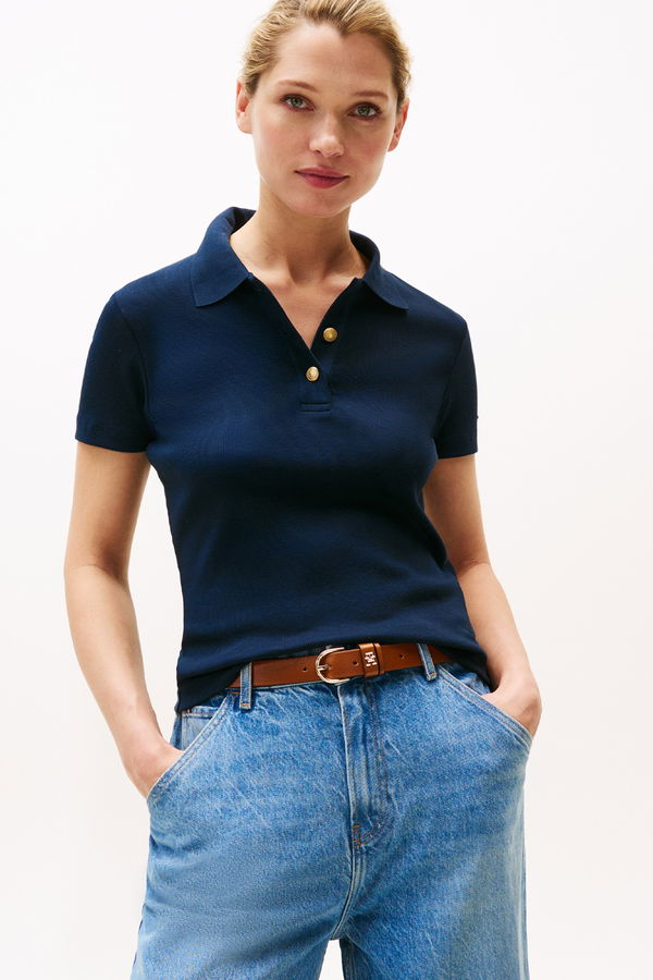 Tommy Hilfiger Polo Yaka Kadın T-shirt LACIVERT