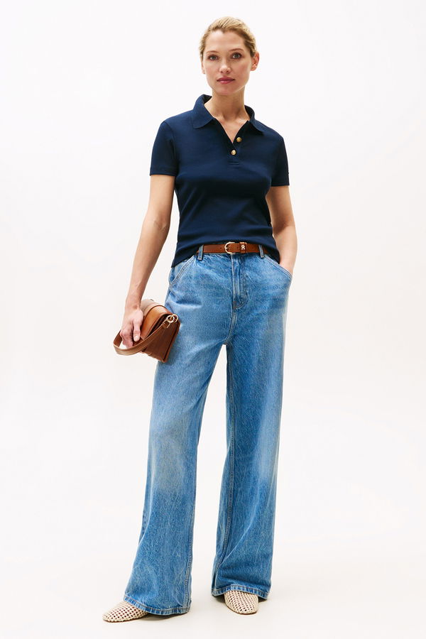 Tommy Hilfiger Polo Yaka Kadın T-shirt LACIVERT