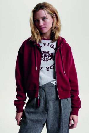 Tommy Hilfiger Fermuarlı Kapüşonlu Sweat KIRMIZI Tommy Hilfiger Fermuarlı Kapüşonlu Sweat KIRMIZI