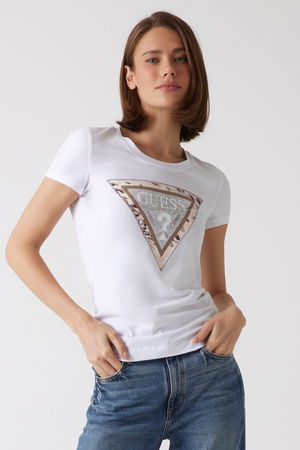 Guess Baskılı Kadn T-shirt Beyaz