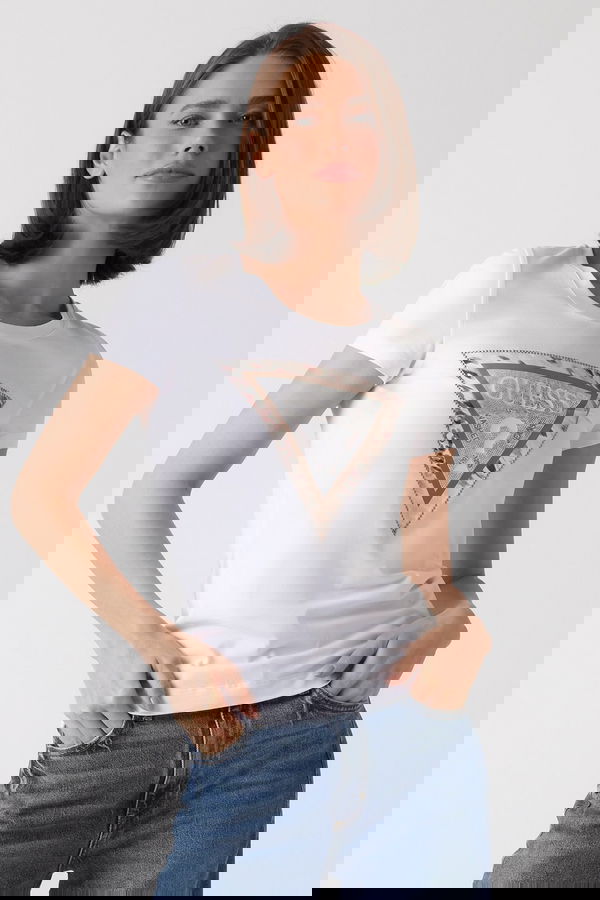 Guess Baskılı Kadn T-shirt Beyaz