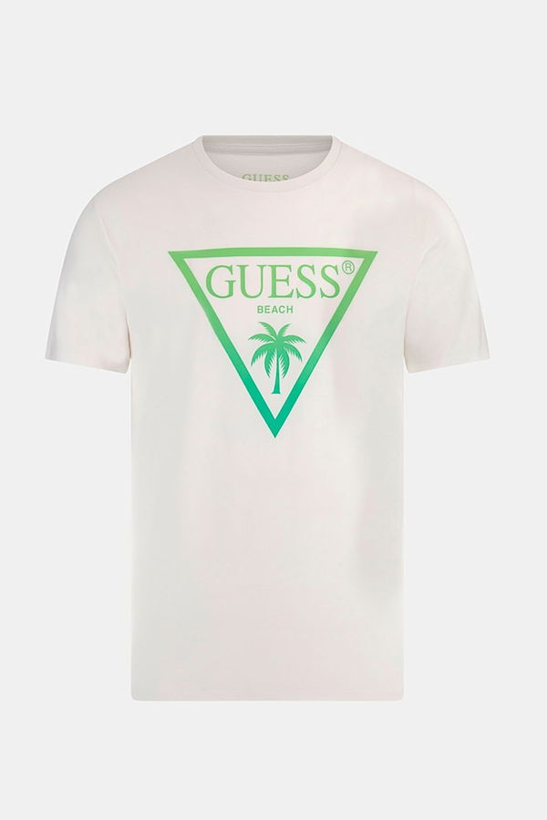 Guess Logo Baskılı Erkek T-shirt BEYAZ