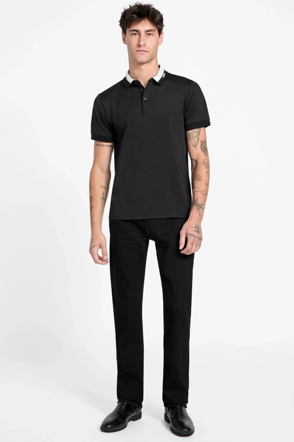 Guess Polo Yaka Erkek T-shirt SIYAH