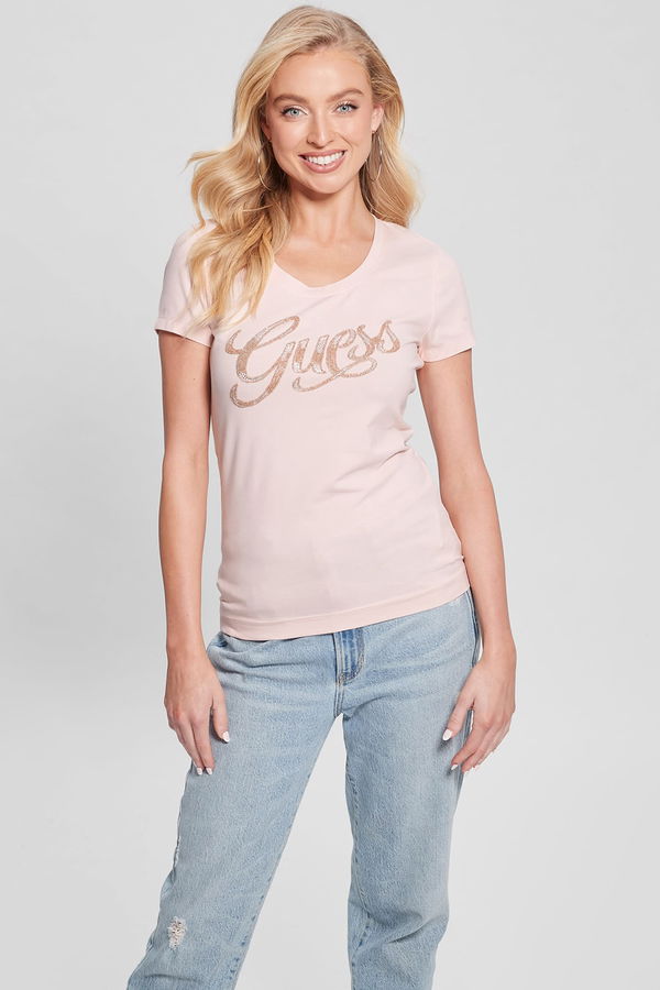 Guess Baskılı T-shirt PEMBE