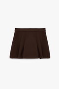 Koton Standart Bel Pileli Şortlu Mini Etek KAHVERENGİ