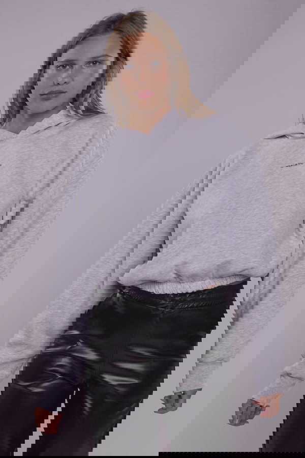 Gabria Ön Baskılı Kapüşonlu Sweat GRI MELANJ Gabria Ön Baskılı Kapüşonlu Sweat GRI MELANJ