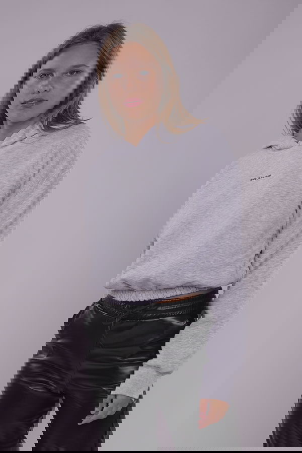 Gabria Ön Baskılı Kapüşonlu Sweat GRI MELANJ Gabria Ön Baskılı Kapüşonlu Sweat GRI MELANJ