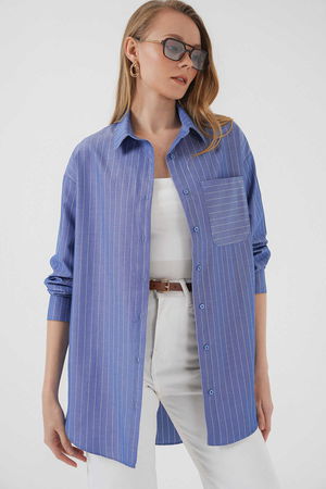 Gabria Tek Cep Arkası Uzun Gömlek B.MAVI Gabria Tek Cep Arkası Uzun Gömlek B.MAVI