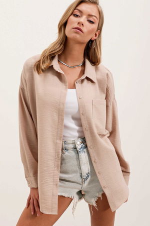 Gabria Tek Cep Keten Gömlek TAŞ Gabria Tek Cep Keten Gömlek TAŞ