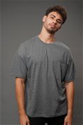 Tek Cepli Oversize T-shirt ANTRASIT