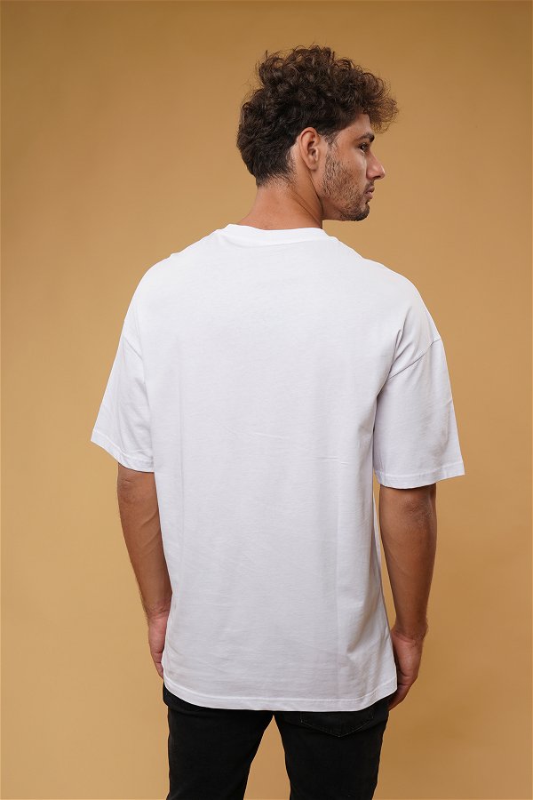 Tek Cepli Oversize T-shirt Beyaz