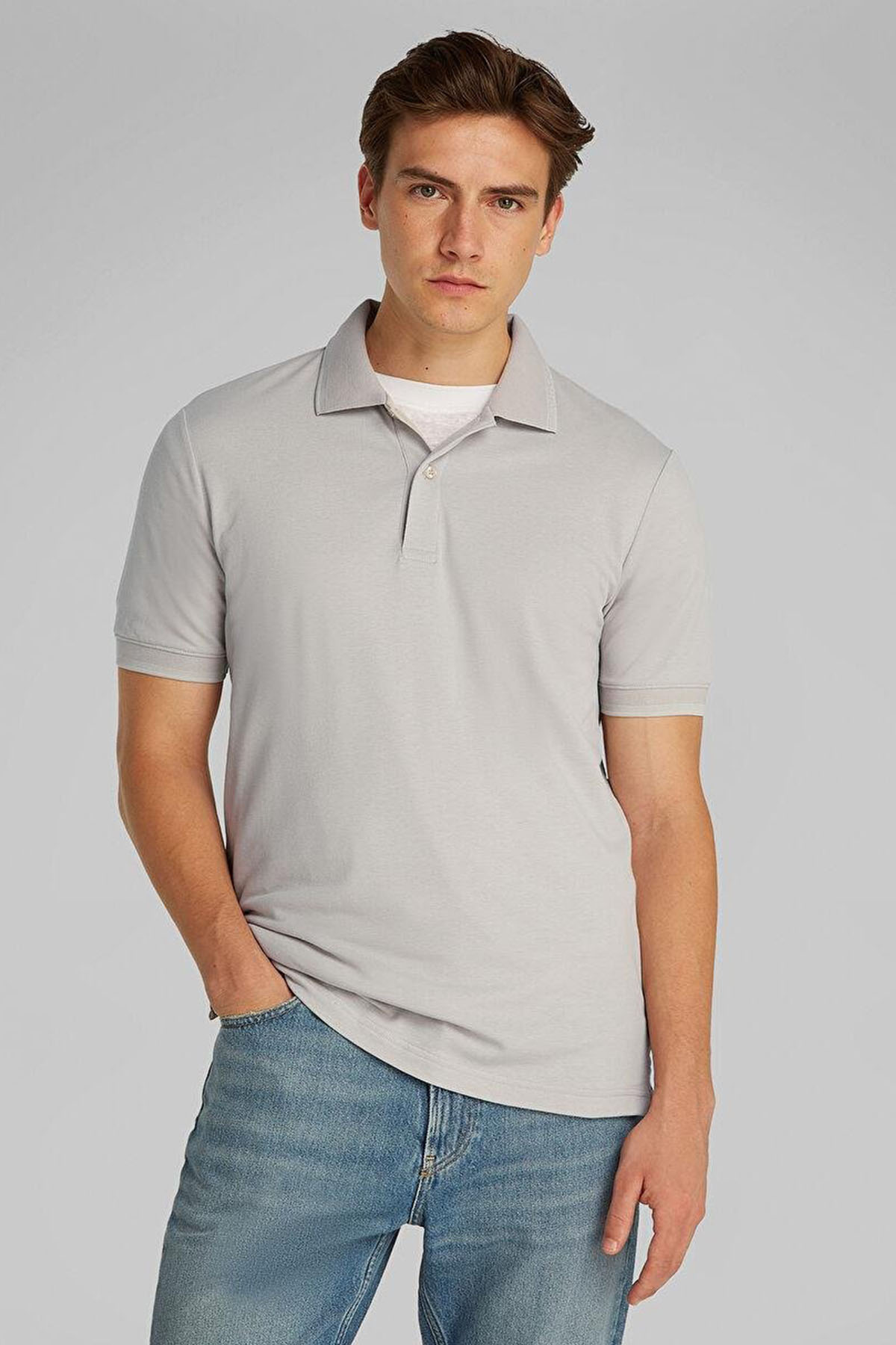 Calvin Klein Polo Yaka Erkek T-shirt GRİ